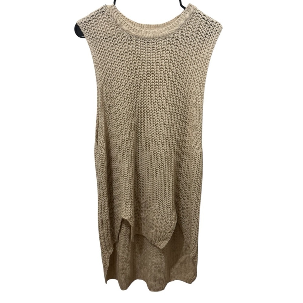 POL Sleeveless Cream Crochet Knit Sweater Size Large